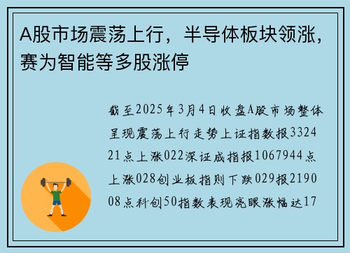 A股市场震荡上行，半导体板块领涨，赛为智能等多股涨停