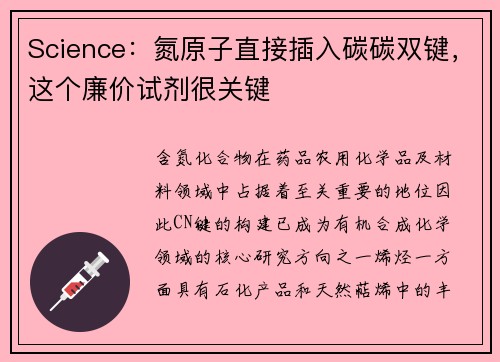 Science：氮原子直接插入碳碳双键，这个廉价试剂很关键